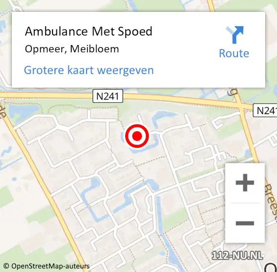 Locatie op kaart van de 112 melding: Ambulance Met Spoed Naar Opmeer, Meibloem op 19 november 2022 09:44