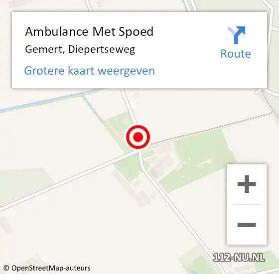 Locatie op kaart van de 112 melding: Ambulance Met Spoed Naar Gemert, Diepertseweg op 5 augustus 2014 13:51