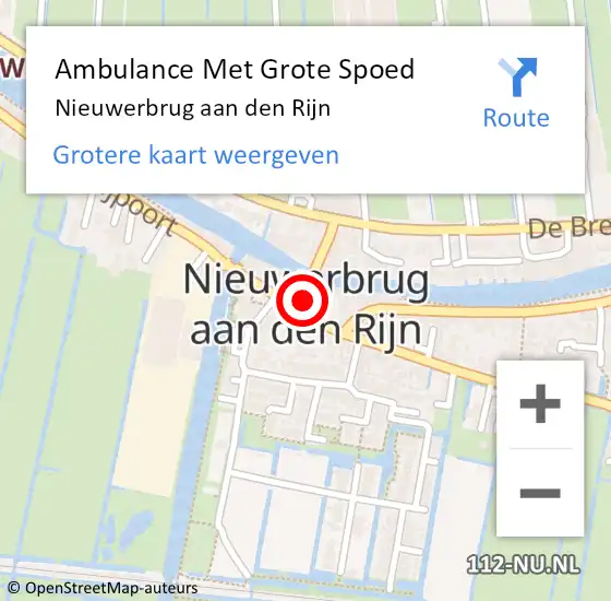 Locatie op kaart van de 112 melding: Ambulance Met Grote Spoed Naar Nieuwerbrug aan den Rijn op 19 november 2022 10:18