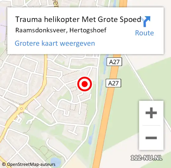 Locatie op kaart van de 112 melding: Trauma helikopter Met Grote Spoed Naar Raamsdonksveer, Hertogshoef op 19 november 2022 10:23
