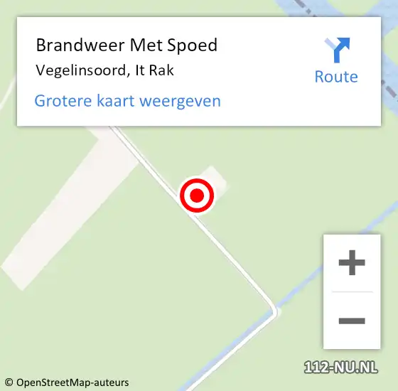 Locatie op kaart van de 112 melding: Brandweer Met Spoed Naar Vegelinsoord, It Rak op 19 november 2022 10:39