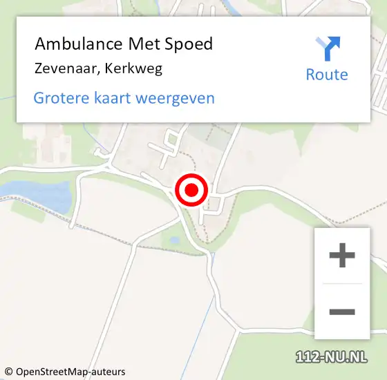 Locatie op kaart van de 112 melding: Ambulance Met Spoed Naar Zevenaar, Kerkweg op 19 november 2022 10:45