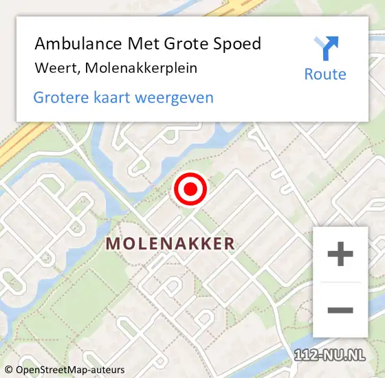 Locatie op kaart van de 112 melding: Ambulance Met Grote Spoed Naar Weert, Molenakkerplein op 19 november 2022 10:59