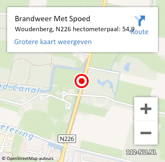 Locatie op kaart van de 112 melding: Brandweer Met Spoed Naar Woudenberg, N226 hectometerpaal: 54,9 op 19 november 2022 11:05