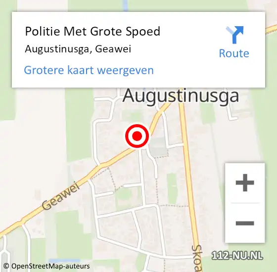 Locatie op kaart van de 112 melding: Politie Met Grote Spoed Naar Augustinusga, Geawei op 19 november 2022 11:12