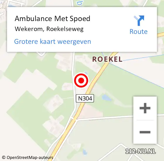 Locatie op kaart van de 112 melding: Ambulance Met Spoed Naar Wekerom, Roekelseweg op 19 november 2022 11:19