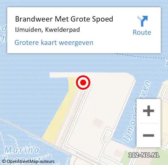 Locatie op kaart van de 112 melding: Brandweer Met Grote Spoed Naar IJmuiden, Kwelderpad op 19 november 2022 11:20
