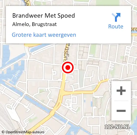 Locatie op kaart van de 112 melding: Brandweer Met Spoed Naar Almelo, Brugstraat op 19 november 2022 11:26