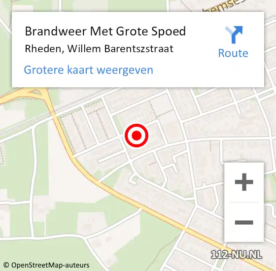 Locatie op kaart van de 112 melding: Brandweer Met Grote Spoed Naar Rheden, Willem Barentszstraat op 19 november 2022 11:27