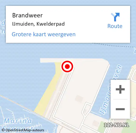 Locatie op kaart van de 112 melding: Brandweer IJmuiden, Kwelderpad op 19 november 2022 11:29
