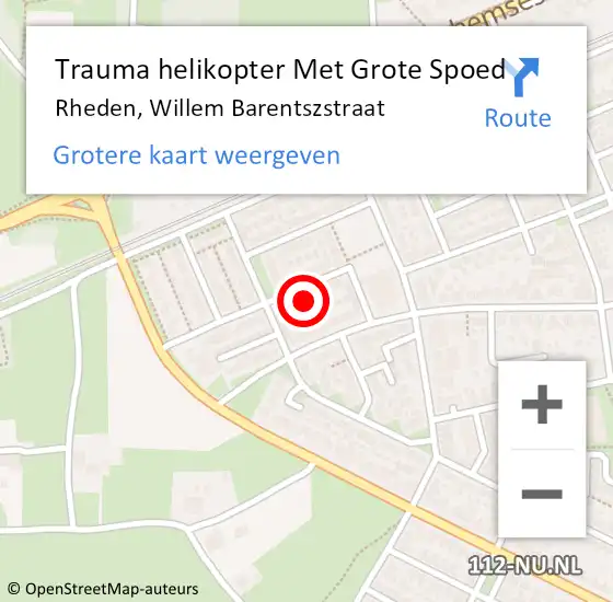 Locatie op kaart van de 112 melding: Trauma helikopter Met Grote Spoed Naar Rheden, Willem Barentszstraat op 19 november 2022 11:29