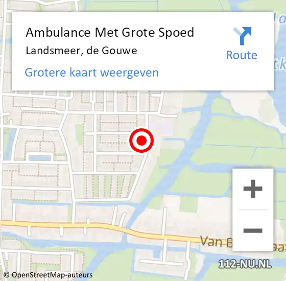 Locatie op kaart van de 112 melding: Ambulance Met Grote Spoed Naar Landsmeer, de Gouwe op 19 november 2022 11:47