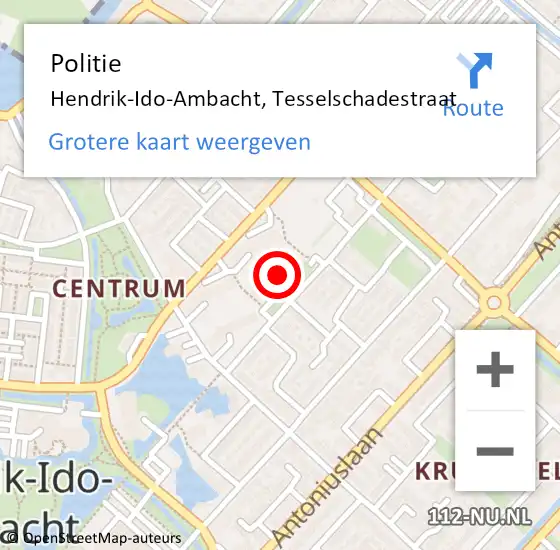 Locatie op kaart van de 112 melding: Politie Hendrik-Ido-Ambacht, Tesselschadestraat op 19 november 2022 11:51