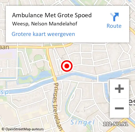 Locatie op kaart van de 112 melding: Ambulance Met Grote Spoed Naar Weesp, Nelson Mandelahof op 19 november 2022 12:02