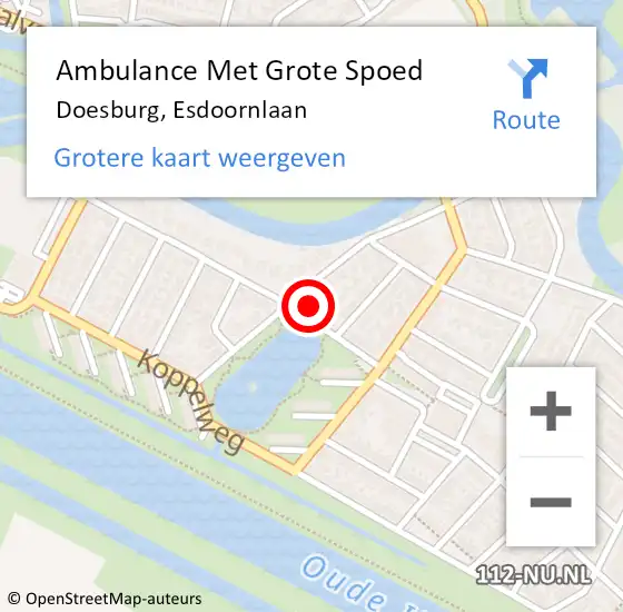 Locatie op kaart van de 112 melding: Ambulance Met Grote Spoed Naar Doesburg, Esdoornlaan op 19 november 2022 12:23