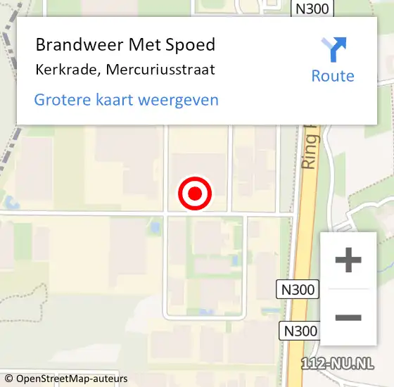 Locatie op kaart van de 112 melding: Brandweer Met Spoed Naar Kerkrade, Mercuriusstraat op 19 november 2022 12:27