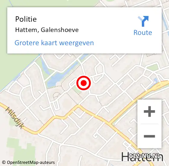 Locatie op kaart van de 112 melding: Politie Hattem, Galenshoeve op 19 november 2022 12:27