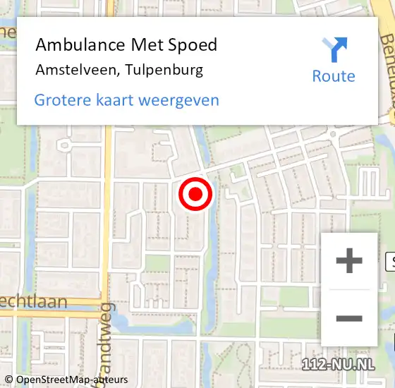 Locatie op kaart van de 112 melding: Ambulance Met Spoed Naar Amstelveen, Tulpenburg op 19 november 2022 12:28