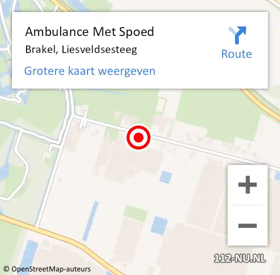 Locatie op kaart van de 112 melding: Ambulance Met Spoed Naar Brakel, Liesveldsesteeg op 19 november 2022 12:51
