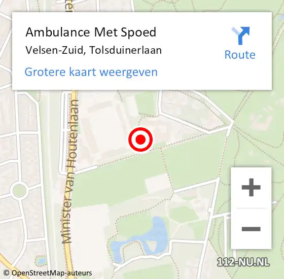 Locatie op kaart van de 112 melding: Ambulance Met Spoed Naar Velsen-Zuid, Tolsduinerlaan op 19 november 2022 12:55