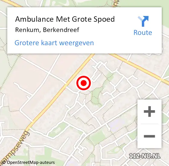 Locatie op kaart van de 112 melding: Ambulance Met Grote Spoed Naar Renkum, Berkendreef op 19 november 2022 13:02