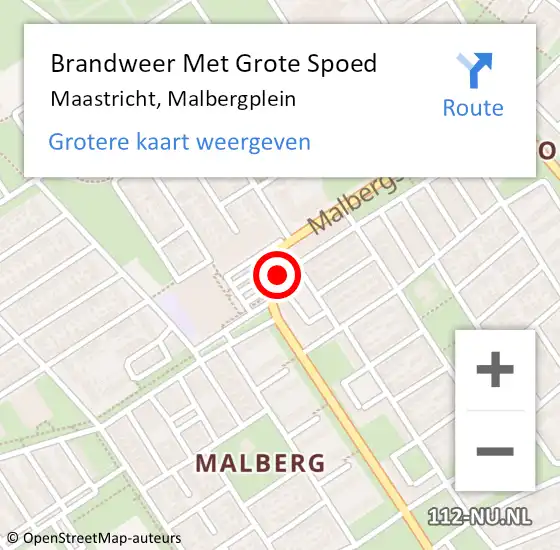 Locatie op kaart van de 112 melding: Brandweer Met Grote Spoed Naar Maastricht, Malbergplein op 19 november 2022 13:38