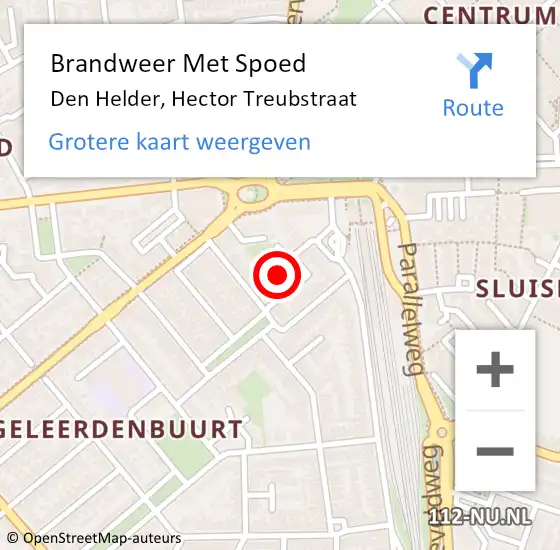 Locatie op kaart van de 112 melding: Brandweer Met Spoed Naar Den Helder, Hector Treubstraat op 19 november 2022 14:27