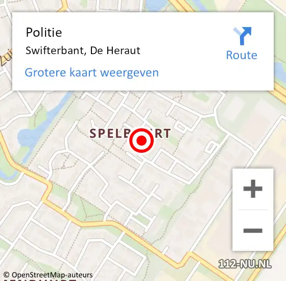 Locatie op kaart van de 112 melding: Politie Swifterbant, De Heraut op 19 november 2022 14:31