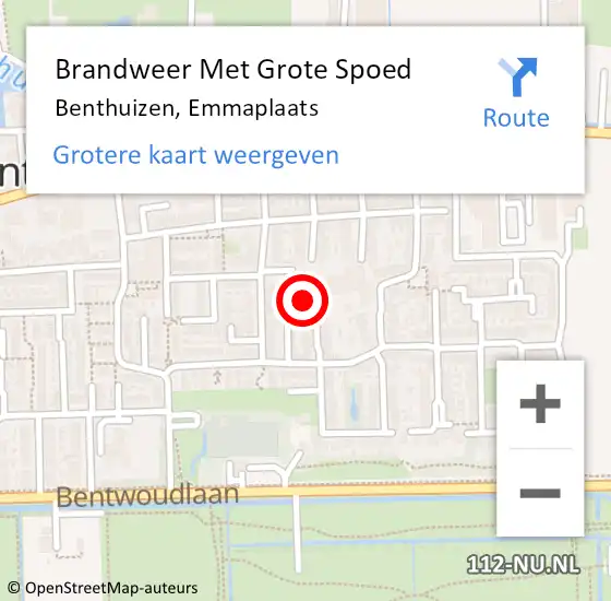 Locatie op kaart van de 112 melding: Brandweer Met Grote Spoed Naar Benthuizen, Emmaplaats op 19 november 2022 14:41