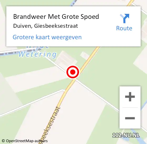 Locatie op kaart van de 112 melding: Brandweer Met Grote Spoed Naar Duiven, Giesbeeksestraat op 19 november 2022 14:47