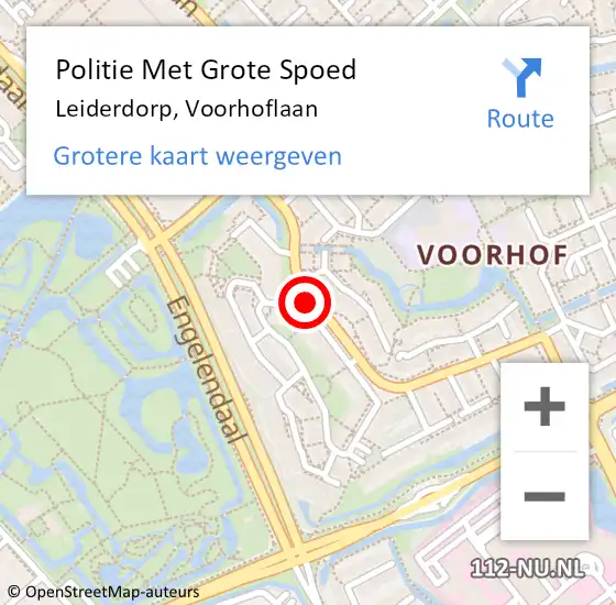 Locatie op kaart van de 112 melding: Politie Met Grote Spoed Naar Leiderdorp, Voorhoflaan op 19 november 2022 14:57