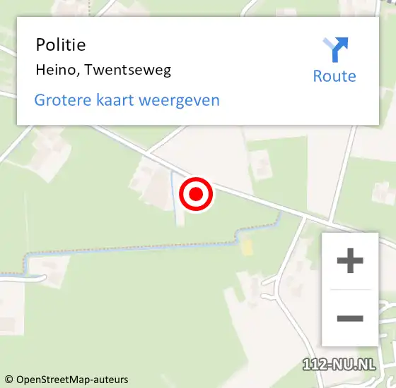 Locatie op kaart van de 112 melding: Politie Heino, Twentseweg op 19 november 2022 15:06