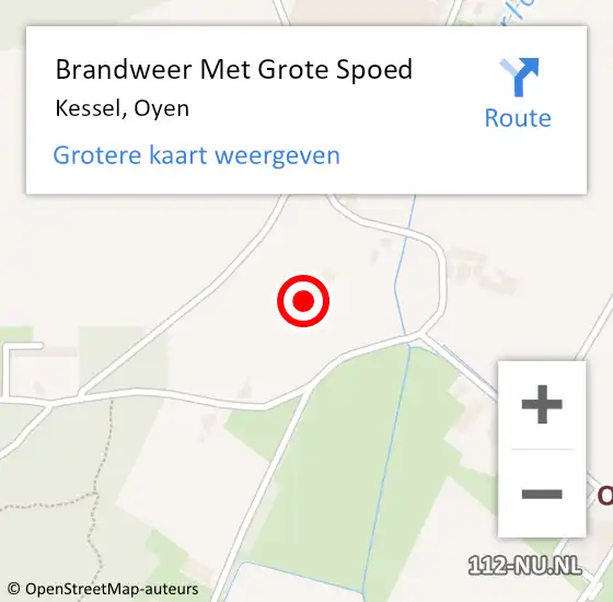 Locatie op kaart van de 112 melding: Brandweer Met Grote Spoed Naar Kessel, Oyen op 19 november 2022 15:10