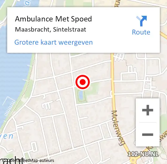 Locatie op kaart van de 112 melding: Ambulance Met Spoed Naar Maasbracht, Sintelstraat op 19 november 2022 15:10