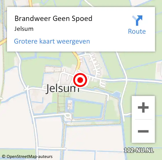 Locatie op kaart van de 112 melding: Brandweer Geen Spoed Naar Jelsum op 19 november 2022 15:13