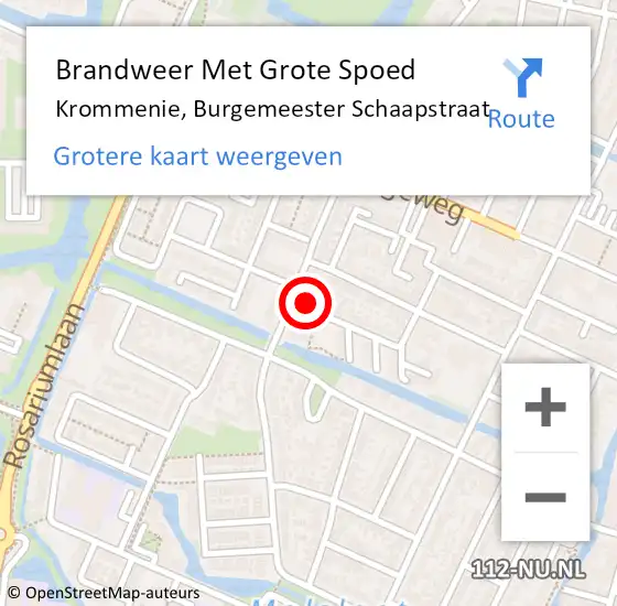 Locatie op kaart van de 112 melding: Brandweer Met Grote Spoed Naar Krommenie, Burgemeester Schaapstraat op 19 november 2022 15:18