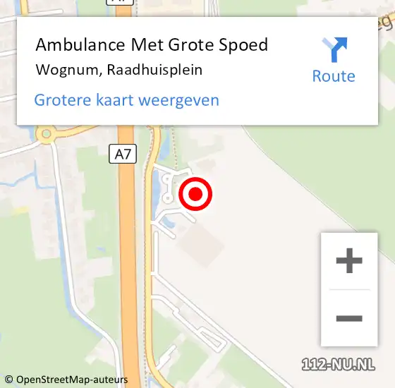 Locatie op kaart van de 112 melding: Ambulance Met Grote Spoed Naar Wognum, Raadhuisplein op 19 november 2022 15:23