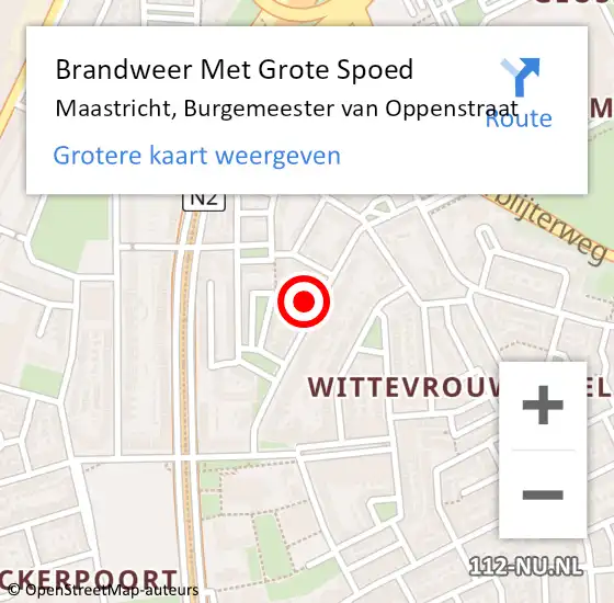 Locatie op kaart van de 112 melding: Brandweer Met Grote Spoed Naar Maastricht, Burgemeester van Oppenstraat op 19 november 2022 15:30