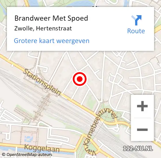 Locatie op kaart van de 112 melding: Brandweer Met Spoed Naar Zwolle, Hertenstraat op 19 november 2022 15:32