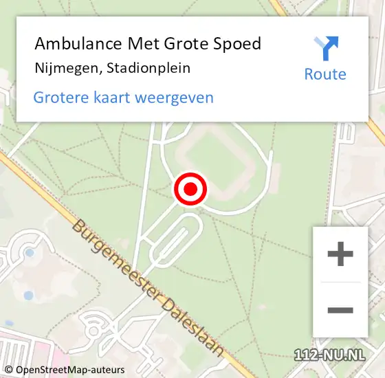 Locatie op kaart van de 112 melding: Ambulance Met Grote Spoed Naar Nijmegen, Stadionplein op 19 november 2022 15:46