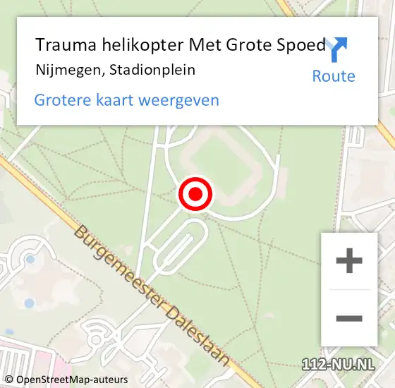 Locatie op kaart van de 112 melding: Trauma helikopter Met Grote Spoed Naar Nijmegen, Stadionplein op 19 november 2022 15:47