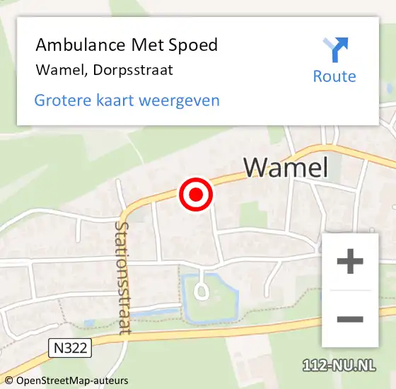 Locatie op kaart van de 112 melding: Ambulance Met Spoed Naar Wamel, Dorpsstraat op 19 november 2022 16:02