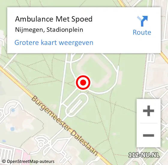 Locatie op kaart van de 112 melding: Ambulance Met Spoed Naar Nijmegen, Stadionplein op 19 november 2022 16:04