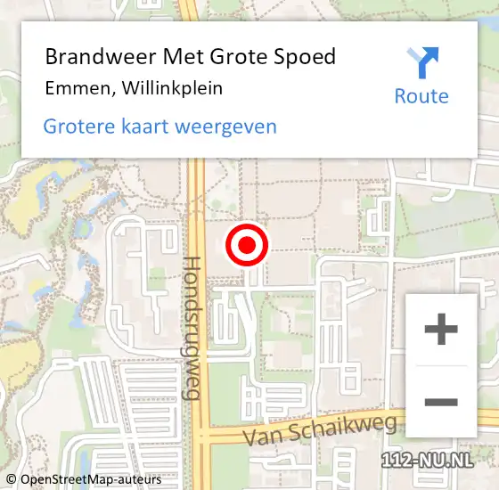 Locatie op kaart van de 112 melding: Brandweer Met Grote Spoed Naar Emmen, Willinkplein op 19 november 2022 16:05