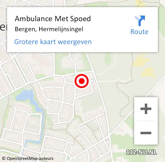 Locatie op kaart van de 112 melding: Ambulance Met Spoed Naar Bergen, Hermelijnsingel op 19 november 2022 16:06