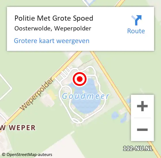 Locatie op kaart van de 112 melding: Politie Met Grote Spoed Naar Oosterwolde, Weperpolder op 19 november 2022 16:13