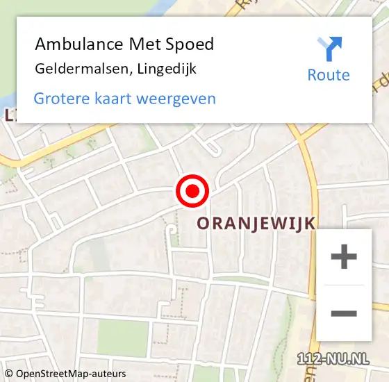 Locatie op kaart van de 112 melding: Ambulance Met Spoed Naar Geldermalsen, Lingedijk op 19 november 2022 16:55