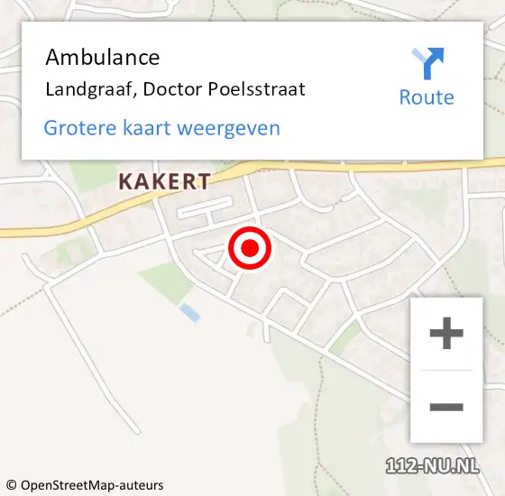 Locatie op kaart van de 112 melding: Ambulance Landgraaf, Doctor Poelsstraat op 5 augustus 2014 14:25