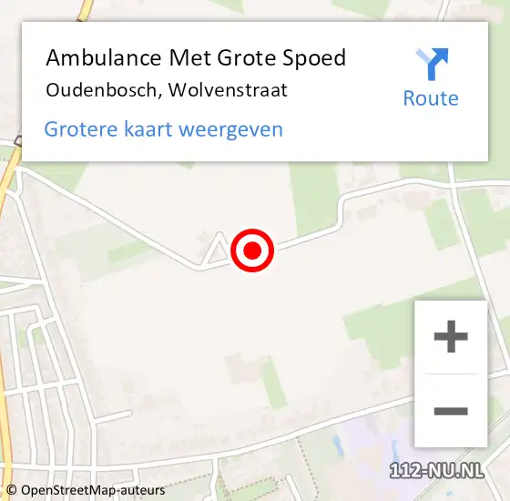 Locatie op kaart van de 112 melding: Ambulance Met Grote Spoed Naar Oudenbosch, Wolvenstraat op 5 augustus 2014 14:26