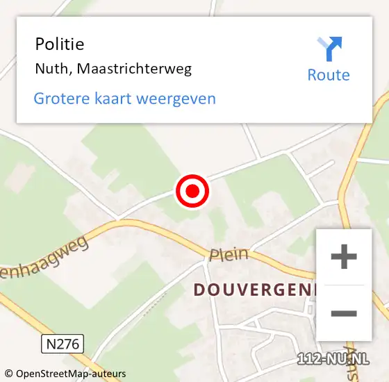 Locatie op kaart van de 112 melding: Politie Nuth, Maastrichterweg op 19 november 2022 18:43